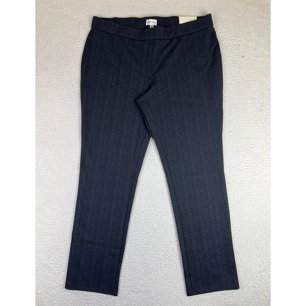 Rafaella Weekend Dress Pants Womens XL Blue Herringbone Pull On Stretch NEW